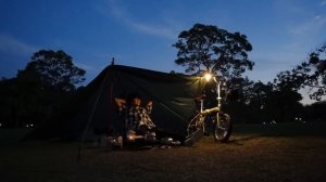 女一人、ミニ自転車でキャンプ旅とタープ泊。【徒歩ソロキャンプ女子】