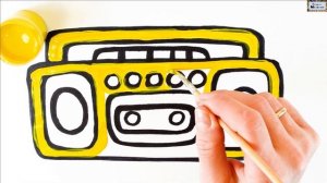 Как нарисовать МАГНИТОФОН / мультик раскраска МАГНИТОФОН  для детей / Раскраски малышам