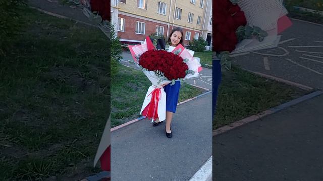 букет гигант розы красные#букетроз#красныерозы#доставкаомск