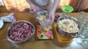 Рис с мясом в автоклаве НЕФОР. Часть 1 - вперемешку.