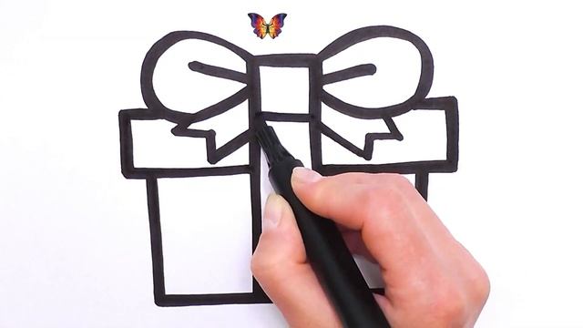 Простая техника рисования детей | раскраска Игрушка Подарок | Раскраски Малышам. смотреть онлайн