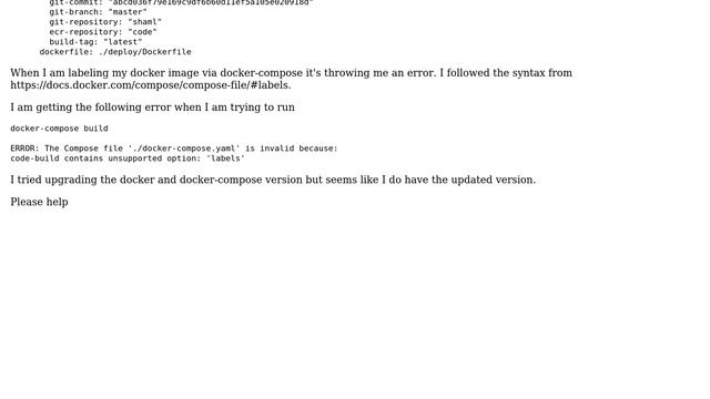 The Compose file './docker-compose.yaml' is invalid because: contains unsupported option: 'labels' смотреть онлайн