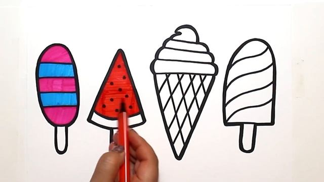 Ice Cream Drawing, Painting and coloring for Kids & Toddlers/ बच्चों के लिए आसान आइसक्रीम कैसे बनाए смотреть онлайн
