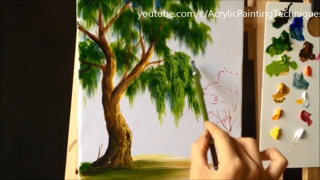 How to Paint a Tree with Acrylic Lesson 9 смотреть онлайн