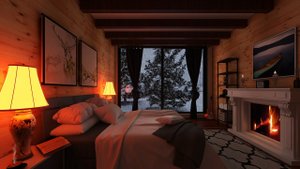 Треск огня в камине, шорох падающего снега за окном.