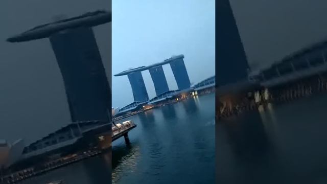 Merlion statue near marina bay sand hotel , Singapore