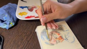 Портрет старика гуашью