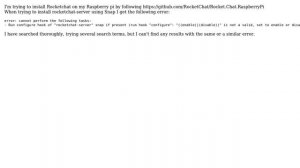 Raspberry Pi: Installing Rocketchat server on Raspbian with Snap