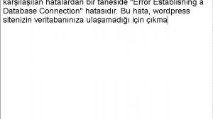 Error establishing a database connection Hatası - WordPress