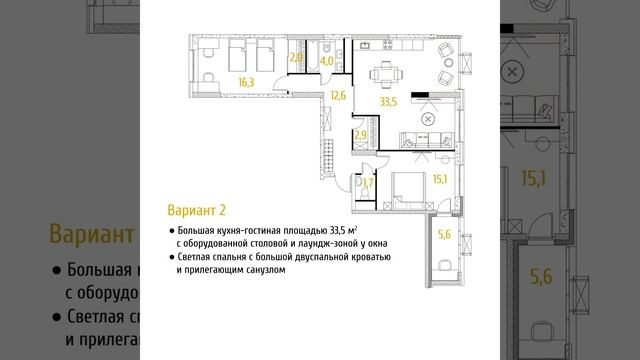 ЖК "Рассказово". Планировочные решения. 87,5 кв.м.