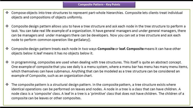 Composite Design Pattern - KeyPoints