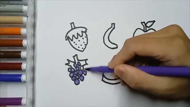 Drawing yummy Fruits with song for kids/Рисование Фрукты для Детей / Bolalar uchun mevalarni chizis