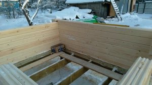 Сборка сруба из профилированного бруса