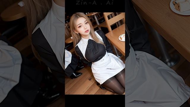 [4K]AI Art Look Book 주문하시겠어요?! 웨이트리스 유니폼 스타킹 룩북  / Waitress Uniform Stockings Vrog
