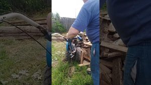 Мой помощник мотоблок с самодельной циркуляркой