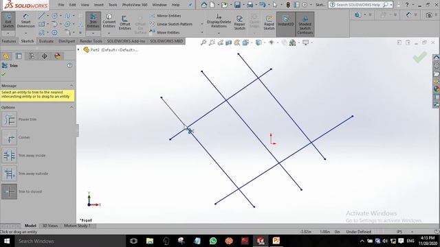 SolidWorks(සිංහලෙන්) - How to use trim tool(Lesson#11) | solidworks sinhala