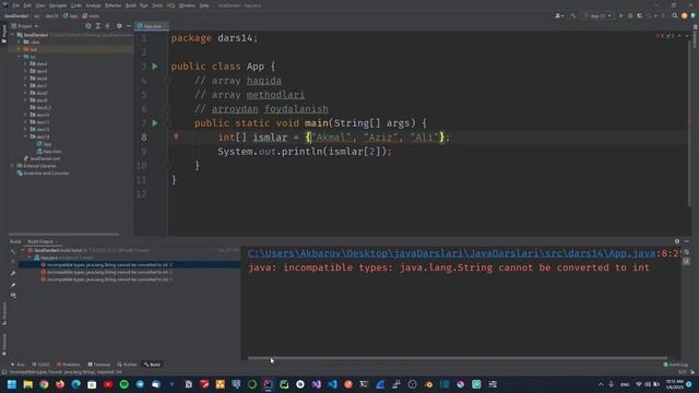 Java Darslari #14 Dars 1-qism Javada Arraylar Haqida Va Ular Ustida Amallar
