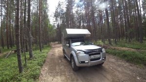 Жилой модуль в пикап, первый тест по лесной дороге