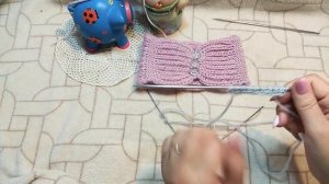 Нежная повязка на голову для девочки. МК. Вязание спицами