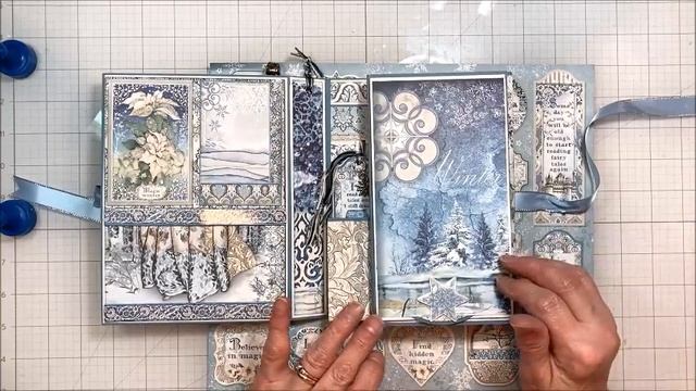 Stamperia Winter Tales Mixed Media Folio Project Share with Spellbinders Geo Quilt Embossing Folder смотреть онлайн