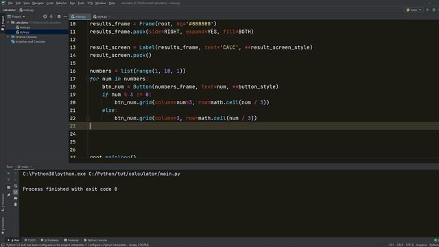Python GUI Development Tutorial - Layout Management, TKinter Frames |  Build a Calculator