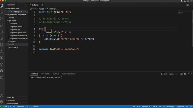 NodeJS Tutorial: FileSystem- Create Directory | Create directory using FS module | mkdir & mkdirSyn