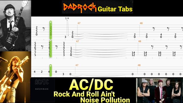 Rock And Roll Ain't Noise Pollution - AC/DC - Guitar + Bass Backing Track With TABS смотреть онлайн