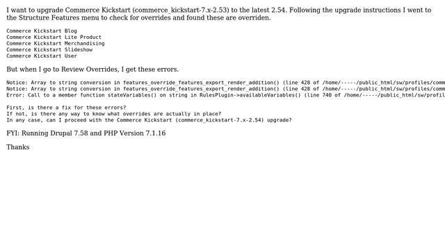 Drupal: Commerce Kickstart Review Overrides Error