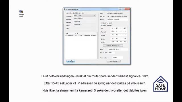 SafeHome - NO - Video 5 - MP IP kamera - Oppsetning til wifi