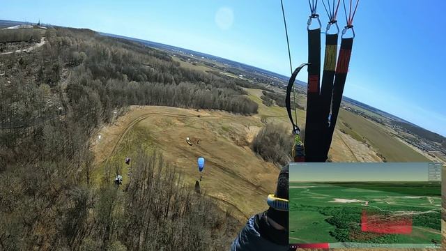Полет на параплане весной в Можайке. Гора Кирхгоф СЗ сторона склона. Мощный термодинамический поток.