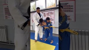 комбинация Ouchi-Gari-зацеп под разноименную ногу, с продолжением Uchi-Mata - подхват под одну ногу