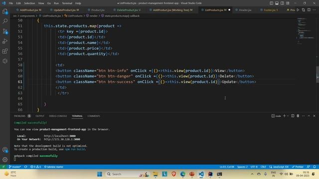 Full Stack Web App |React |Spring Boot |Adding View |Update |Delete Button  | L25