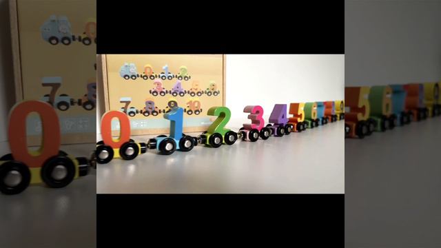 Поезд магнитный деревянный с цифрами