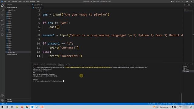 Python Tutorial For Absolute Beginners - 29 - A quiz game