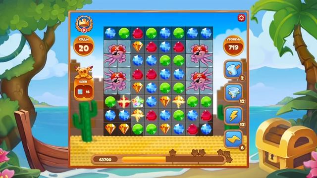 Как пройти уровень 719 игры Сокровища Пиратов смотреть онлайн