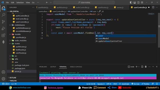 User API  Nodejs Job Portal Application Nodejs Project Nodejs Tutorial Nodejs Course