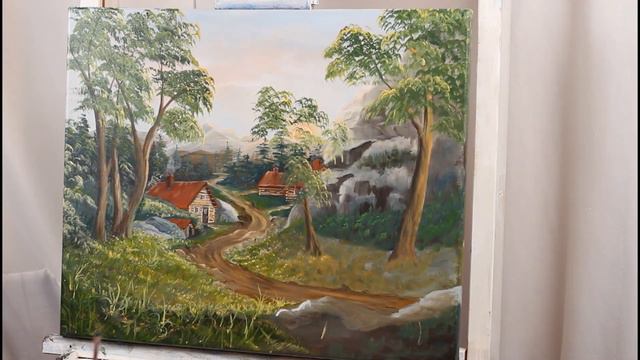 Landscape painting-Home in the Valley (part 2) смотреть онлайн