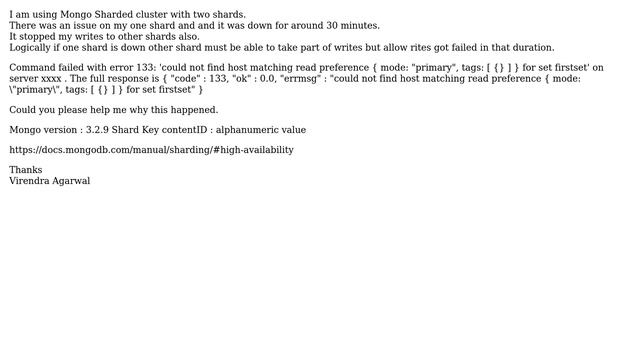 Databases: Mongo DB sharded cluster fails when one shard is down смотреть онлайн