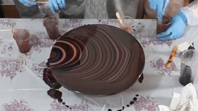 Resin Art процесс /  Рисунок эпоксидной смолой на стекле .