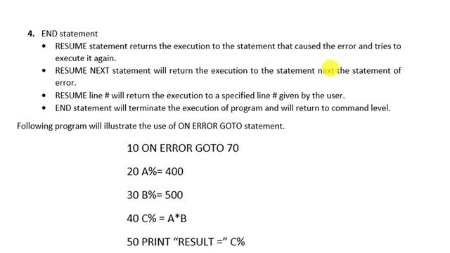 ON Error Goto statement in gw basic| How to use on error goto statement in gw basic| GW BASIC 10th