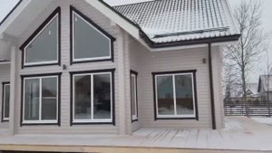 Двухэтажный дом из клееного бруса. Строительство домов в Санкт-Петербурге и ЛО GrandWoodDom