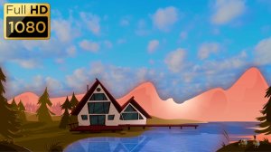 Анимационный фон "Загородный коттедж". Cartoon background "Lake cottage".