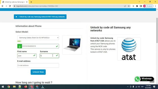 How to Unlock Samsung Galaxy Book Go 5G NP545XLA by imei code, fast and safe, bigunlock.com смотреть онлайн