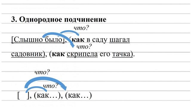 Сложноподчинённые предложения с несколькими придаточными. Типы подчинений