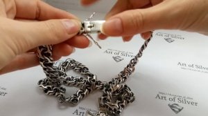 Массивная серебряная цепь Московский Бисмарк с крестом. 120 грамм