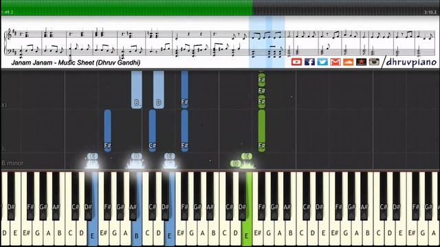♫ Janam Janam (Dilwale) Arijit Singh & SRK || Piano Tutorial + Music Sheet + MIDI with Lyrics смотреть онлайн