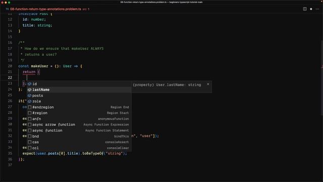 Typescript function return type - Bangla