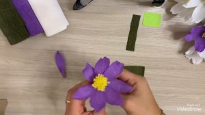 Букет из гофрированной бумаги. Космея из бумаги. flores de peper crepe