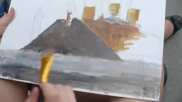 Как рисовать пейзаж маслом. Видео урок где учитель показывает ученику как рисовать. 2010 год смотреть онлайн