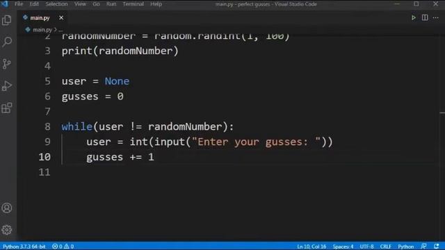Perfect number guess using Python. Python Fun project.